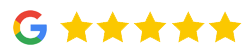 Google logo with five gold stars rating for Serenity Dental